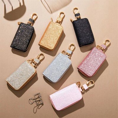 PU Key Pouch Zipper Key Holder Organizer Car Key Bag Wallet