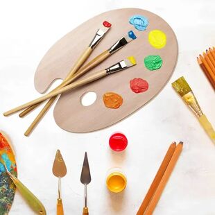 Bview 3PC Wood Watercolor Palette Oil Acrylic Painting Tool