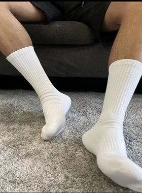男士中筒袜毛巾底秋冬加厚运动休闲爆款春夏季薄款篮球白色女