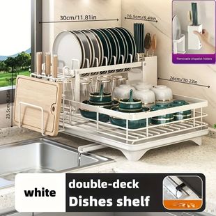 2-Layer Drain Rack with Water Receiving Tray Rust-Proof Ware