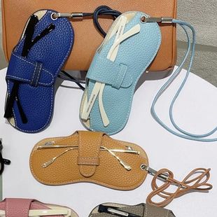 Hot Sale! Portable Hanging Neck PU Leather Sunglasses Storag