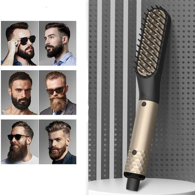 Professional Mini Ceramic Brush Hair Straightener Beard Stra