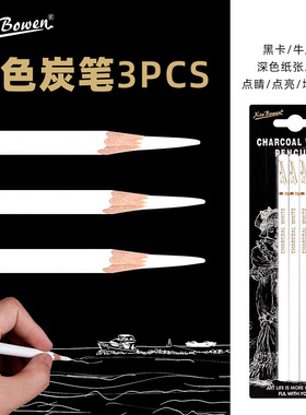 White Charcoal Pencil, Carbon Drawing Pencil, 3-Piece Set