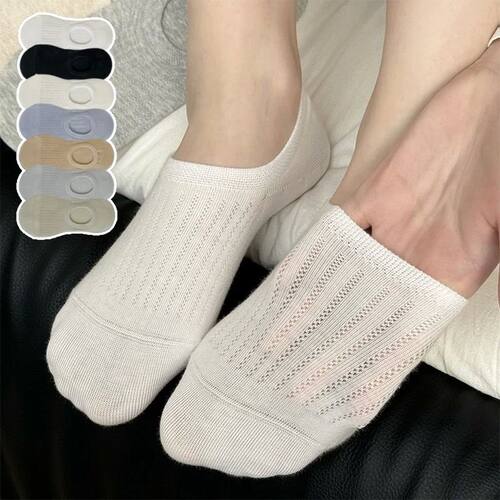 Women Cotton Mesh No Show Socks Non Slip Grip Summer Lightwe