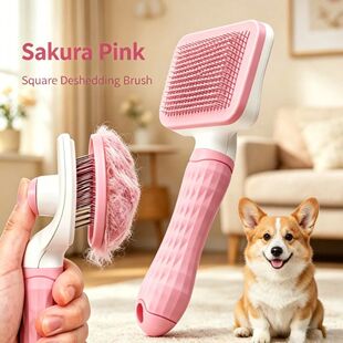 Pet Grooming Brush, One-Click Hair Removal Comb, Bent Needle