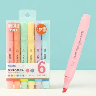 6Pcs/set Pastel Color Macaron Highlighter Pen Marker Pens Fl