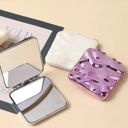 Foldable Plating Makeup Mirror Mini Square Makeup Vanity Mir