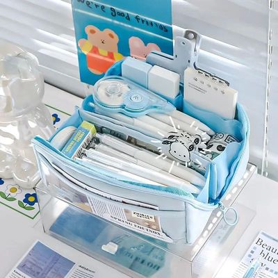 10-Layer Prism Transparent Pencil Case Large and Cute Great