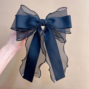 Elegant Long Ribbon Bow Spring Hairpins Women Girl Kid Hair