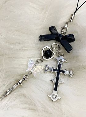 1Pcs Heart Cross Phone Keychain Charm Strap Girl Gift Cute C