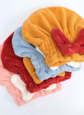 1PC Quick Drying Hair Towel Wrap With Bow Microfiber Absorbe