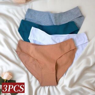 3Pcs/Set Cotton Panties Women Low Waist Panty Women's Breath