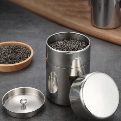 Stainless Steel Tea Jar 400ml 550ml Sealed Tea Leaf Storage