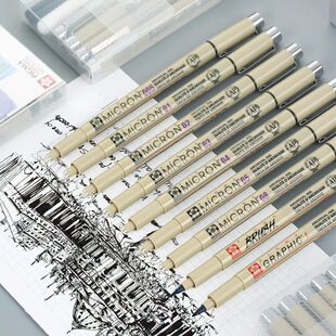 Sakura Pigma Micron Pen Set of 11 Black Fineliner Markers fo