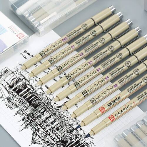 Sakura Pigma Micron Pen Set of 11 Black Fineliner Markers fo