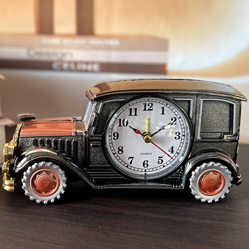Classic car alarm clock digital hands plastic table clock