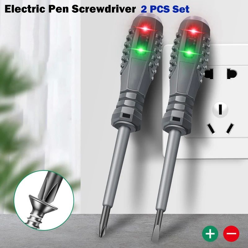 2PCS Electric Pen Slotting Cross Screwdriver Set Neon Bubble