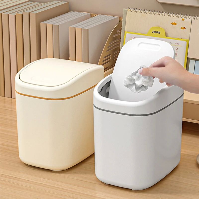 Desktop Trash Can Small Mini Garbage Can Plastic Dustbin wit