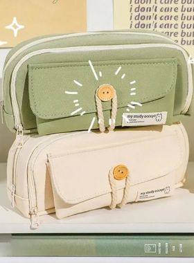 Cute And Convenient Canvas Pencil Case Large Opening Capacit
