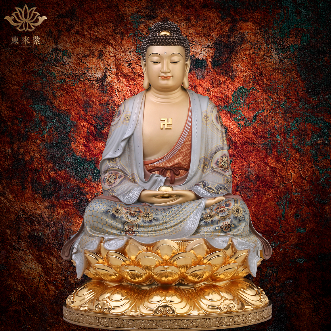 释迦摩尼神像三宝佛像如来佛祖阿弥陀佛药师佛娑婆三圣东来紫铜像