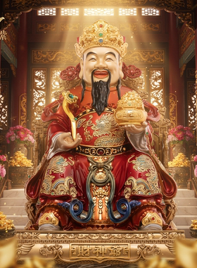 东来紫文财神佛像招财供奉神像纯铜范蠡铜像比干财神爷店铺家用