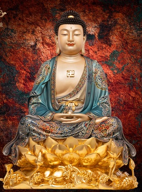 释迦摩尼神像三宝佛像如来佛祖阿弥陀佛药师佛娑婆三圣东来紫铜像