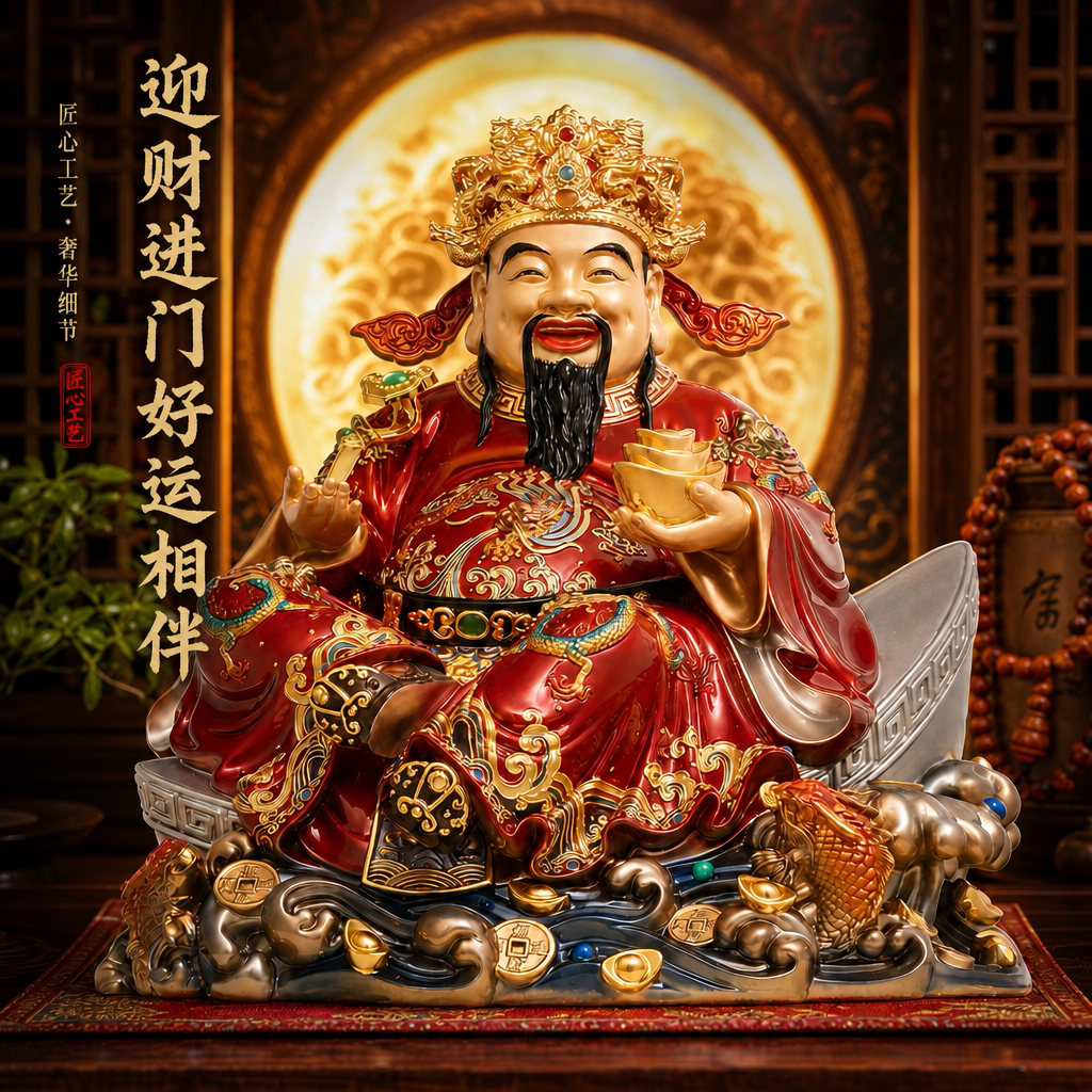 东来紫文财神佛像招财供奉神像纯铜范蠡铜像比干财神爷店铺家用