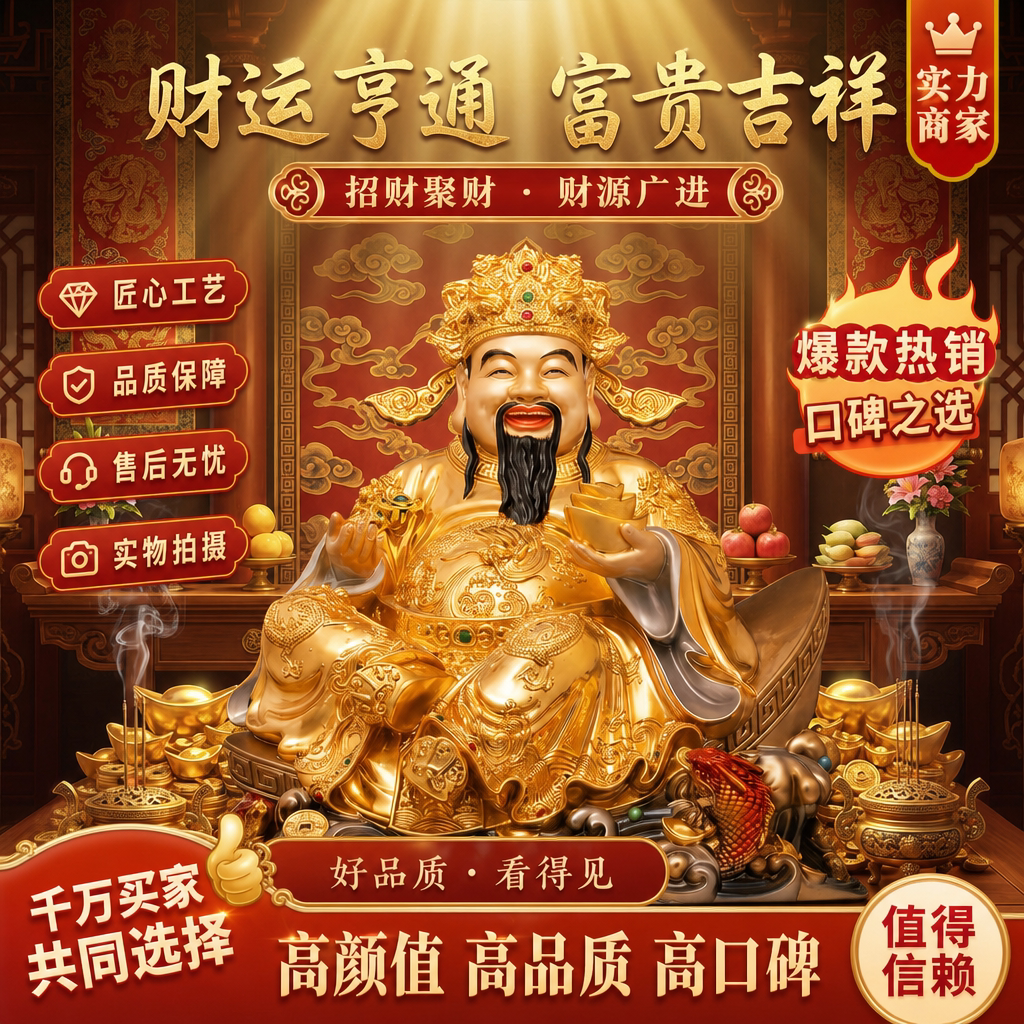 东来紫文财神佛像招财供奉神像纯铜范蠡铜像比干财神爷店铺家用