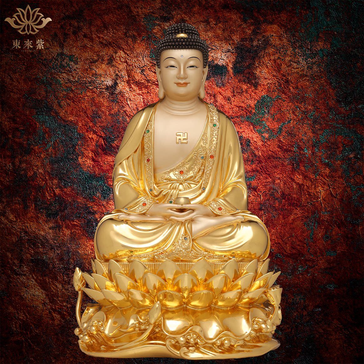 释迦摩尼神像三宝佛像如来佛祖阿弥陀佛药师佛娑婆三圣东来紫铜像