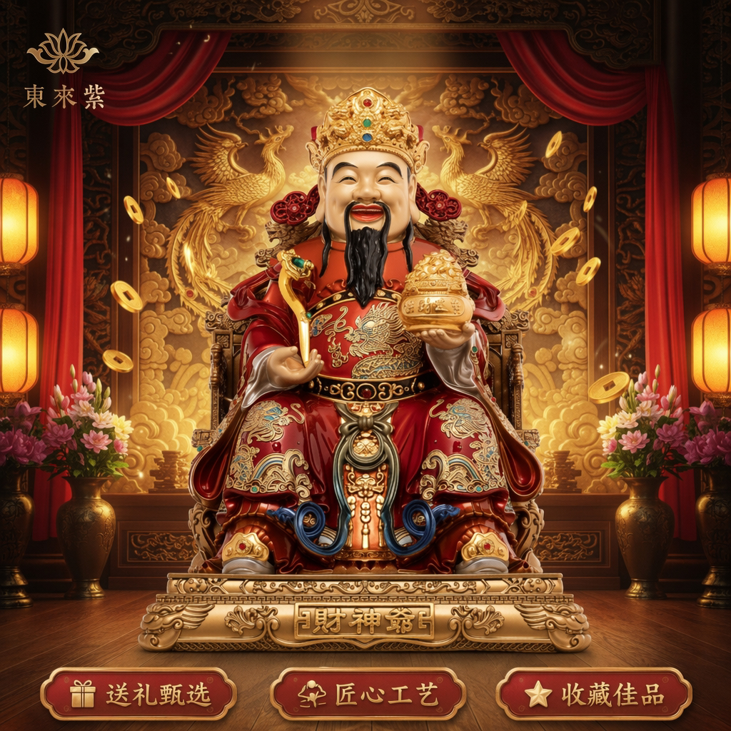 东来紫文财神佛像招财供奉神像纯铜范蠡铜像比干财神爷店铺家用