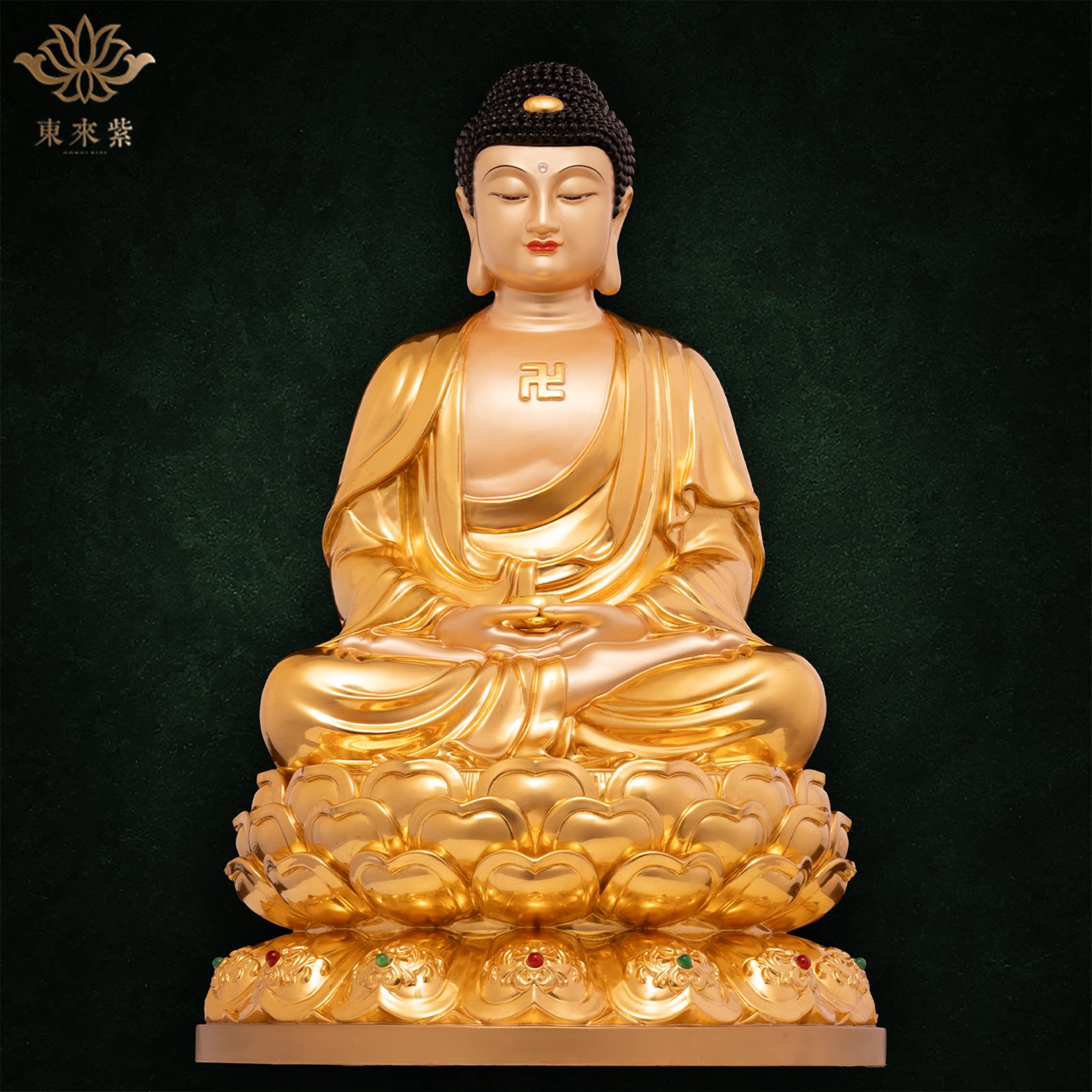 释迦摩尼神像三宝佛像如来佛祖阿弥陀佛药师佛娑婆三圣东来紫铜像