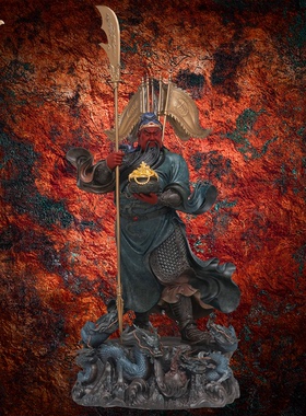 东来紫关公摆件武财神神像铜雕招财供奉铜像关帝圣君京铜伽蓝菩萨