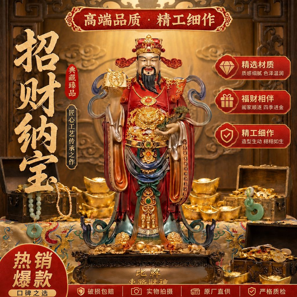 东来紫文财神佛像招财供奉神像纯铜范蠡铜像比干财神爷店铺家用