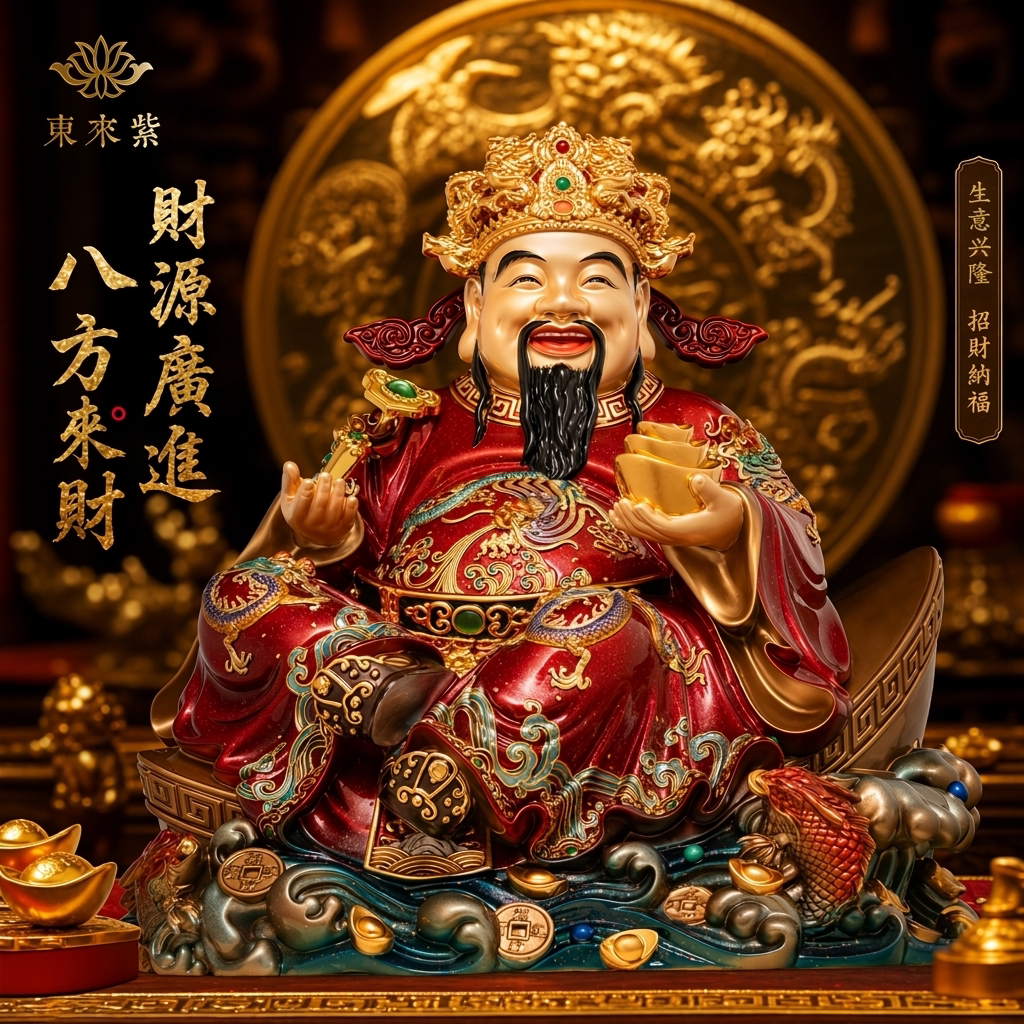 东来紫文财神佛像招财供奉神像纯铜范蠡铜像比干财神爷店铺家用