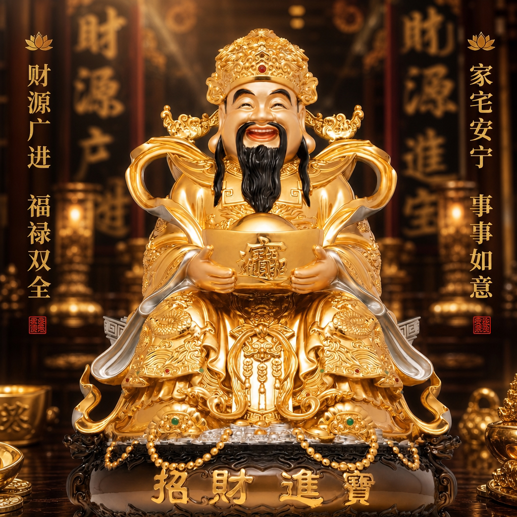东来紫文财神佛像招财供奉神像纯铜范蠡铜像比干财神爷店铺家用