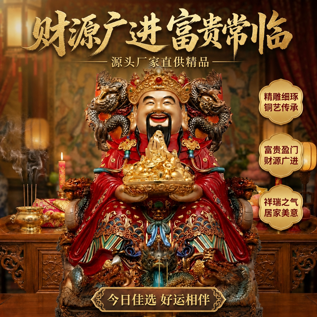 东来紫文财神佛像招财供奉神像纯铜范蠡铜像比干财神爷店铺家用