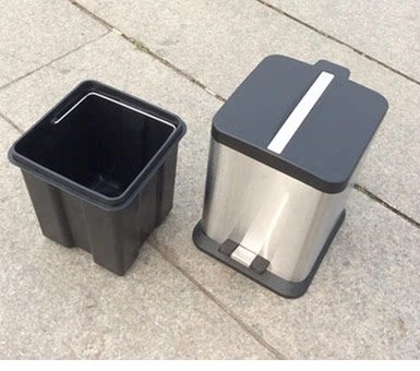 北欧不锈钢脚踏垃圾桶创意翻盖家用厨房6L/12L/20L/30L方形筒