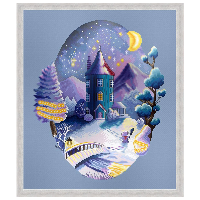 法国DMC十字绣套件风景 A1475姆明谷的冬天 28CT 简单印花