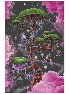 十字绣套件 正品DMC绣线配置 A776树屋 黑布