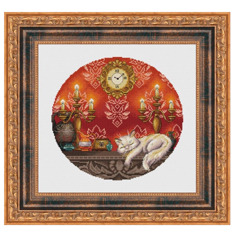 法国DMC十字绣套件卡通动物 A1430睡猫 28CT 简单 印花