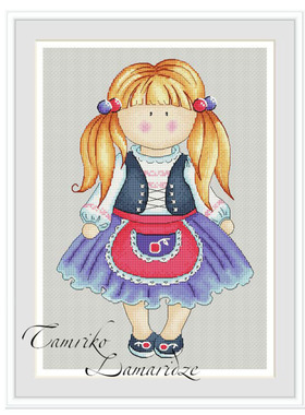 十字绣套件 正品DMC绣线配置 A760可爱小女孩3 14CT印花