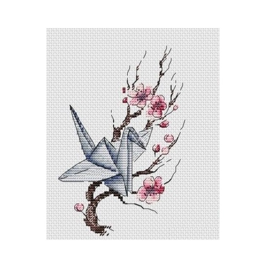 法国DMC十字绣套件 A974纸鹤桃花 28CT客厅装饰画新款