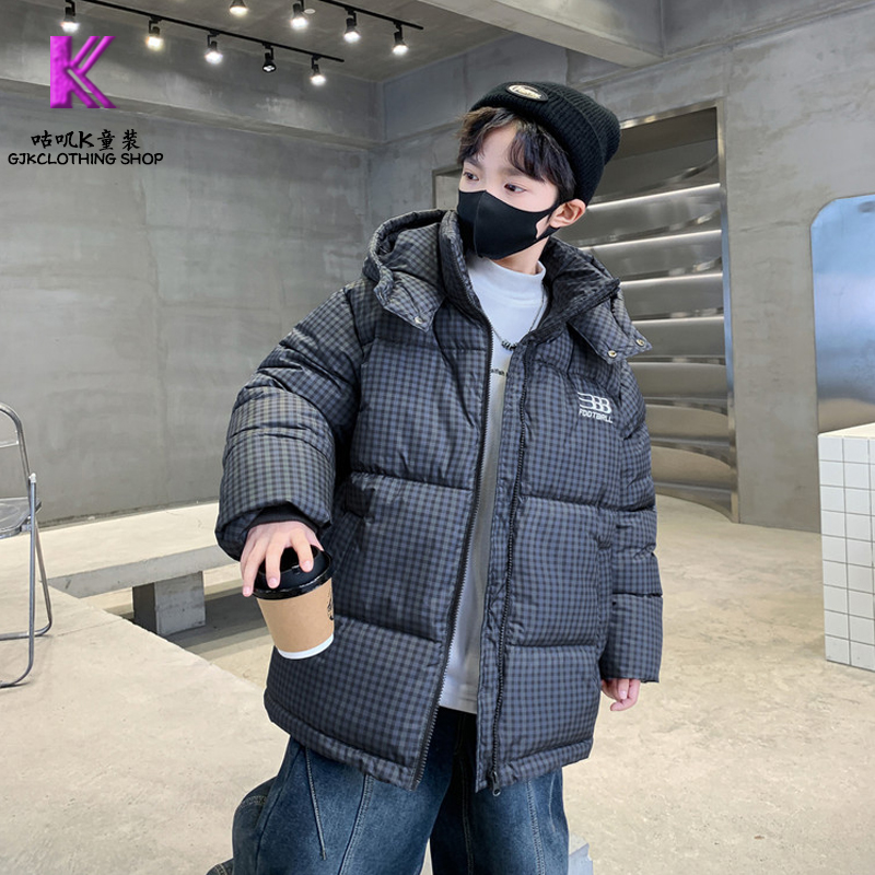 男孩冬季保暖棉服学生连帽棉袄潮