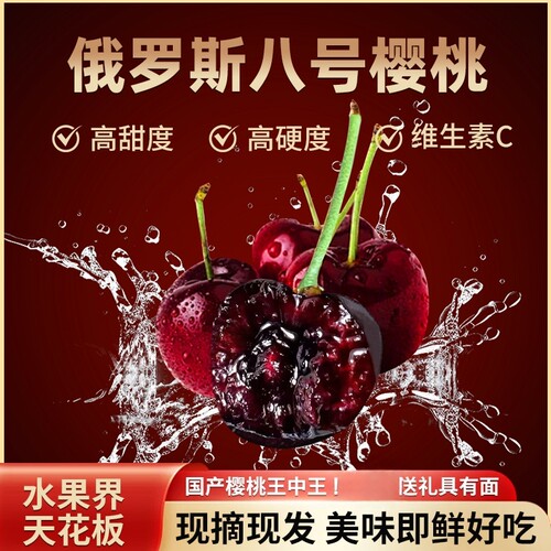 俄罗斯八号大樱桃国产车厘子6j当季新鲜水果整箱现摘顺丰直发孕妇