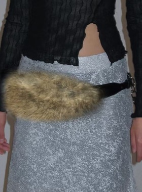 2025春新款毛毛腰带复古D.I.Y毛毛腰带Y2K辣妹仿皮草嘻哈时尚美式