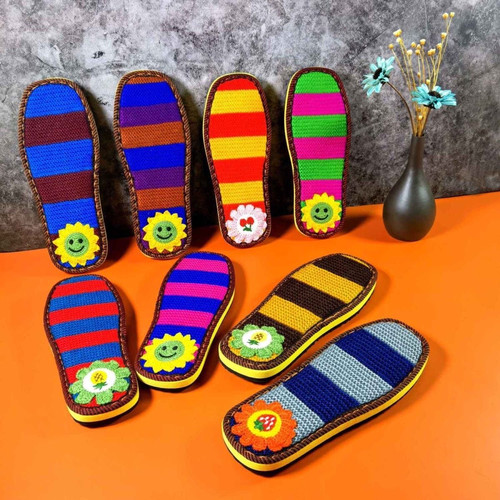 儿童鞋底 鞋垫 毛线绣花鞋底 手工编织毛线拖鞋diy材料