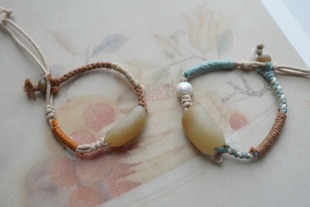 「古朴之美」和田玉糖玉手牌 古风手绳新中式手饰和田玉编绳手绳