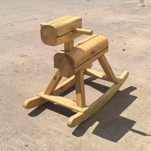 防腐实木摇马碳化木摇摇椅成人民宿装 饰儿童幼儿园户外玩具木马