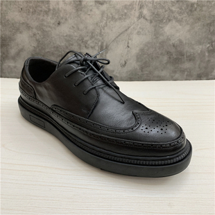 皮鞋 商务休闲鞋 时尚 真皮布洛克系带厚底舒适英伦正装 男 男2019秋季