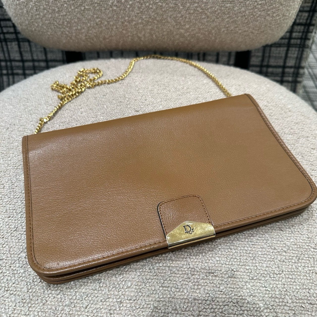 Dior棕色中古链条斜挎包